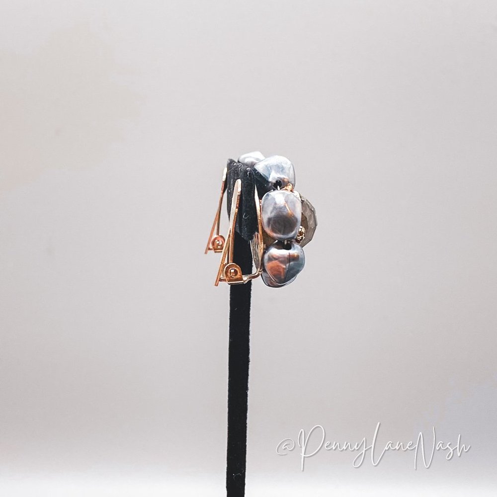 Vintage Silver Bead Flower Cluster Stud Earrings - Picture 3 of 7